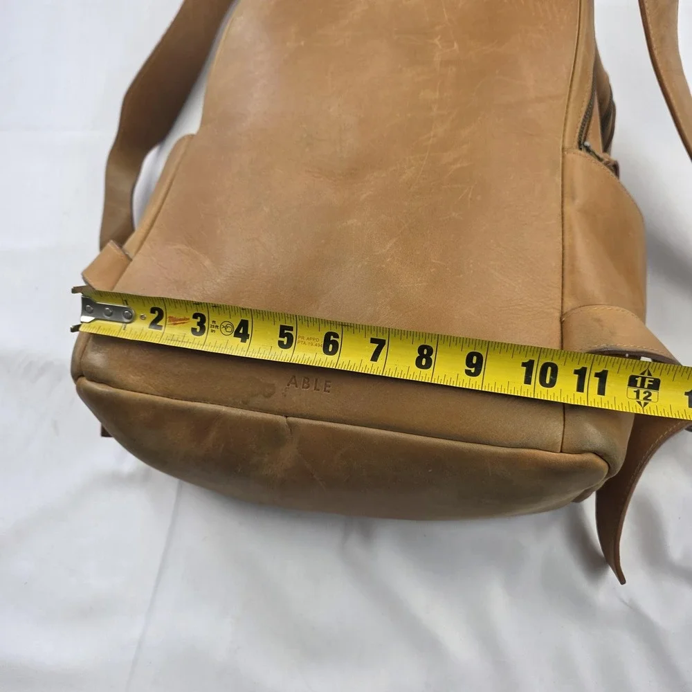ABLE Backpack Brown 16 Inch Leather Women Laptop Bag Soft Case Travel Daypack